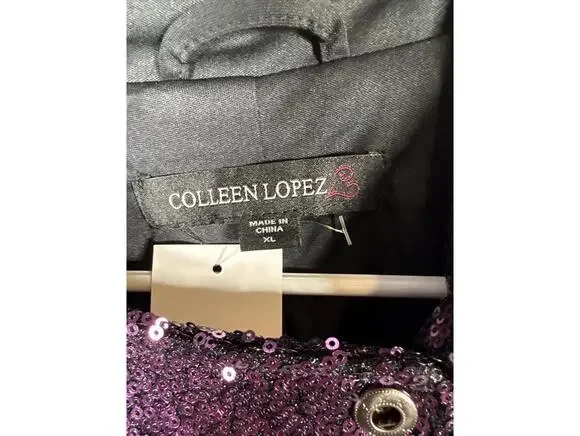 NWT Colleen Lopez Purple Sequin Moto Jacket Sparkly Evening Blazer Size XL - Picture 5 of 5